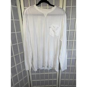 johnnie-O Brennan Long Sleeve Basic Minimalist T-Shirt White Pocket Men's XL